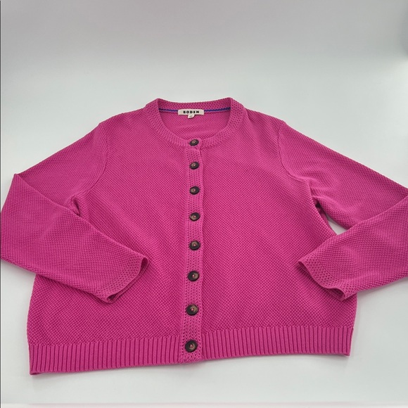 Boden Callie Crochet Trim knit button front Cardigan feminine office transition - Picture 4 of 9